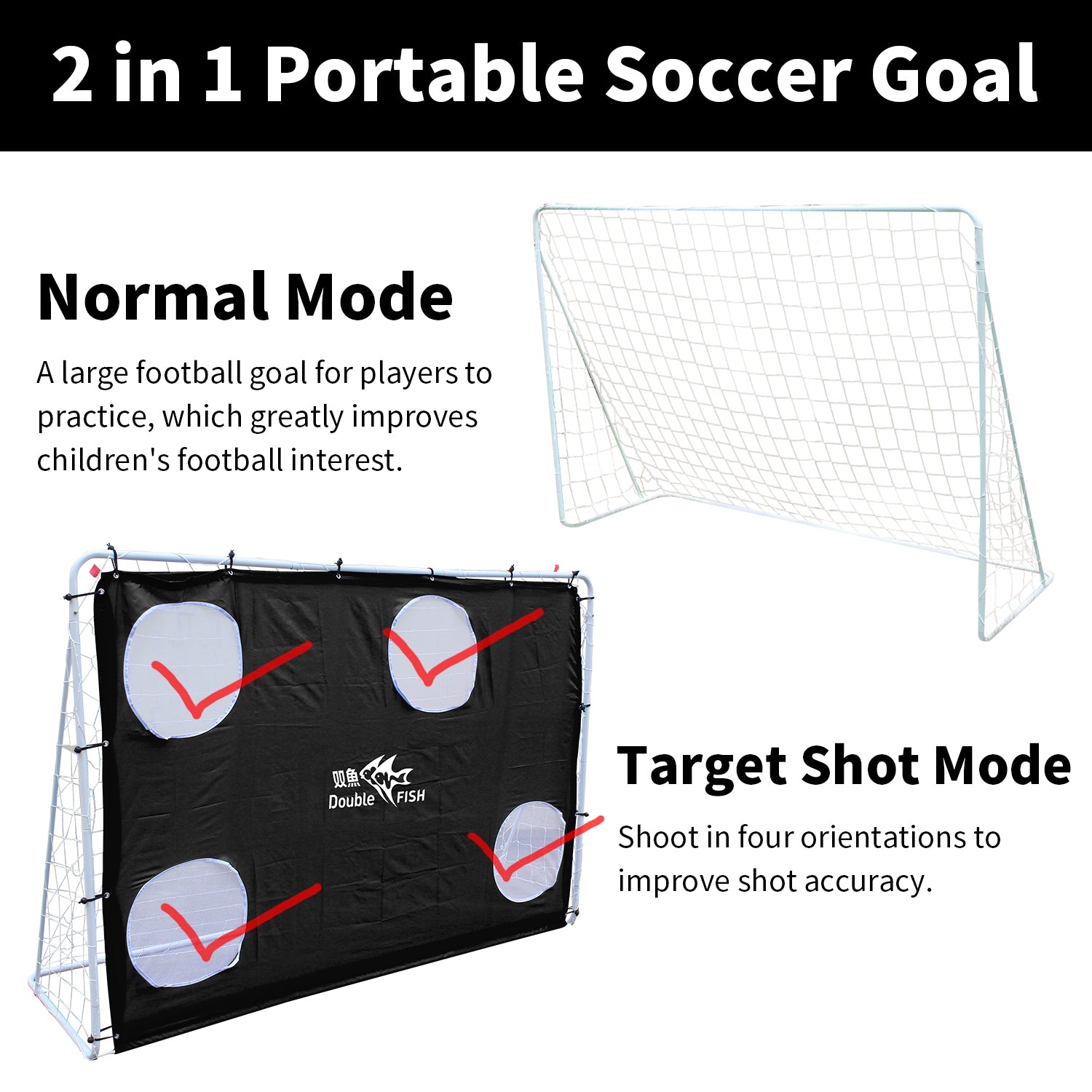 Double Fish Professional Soccer Goal Net – 7.5ft x 5ft