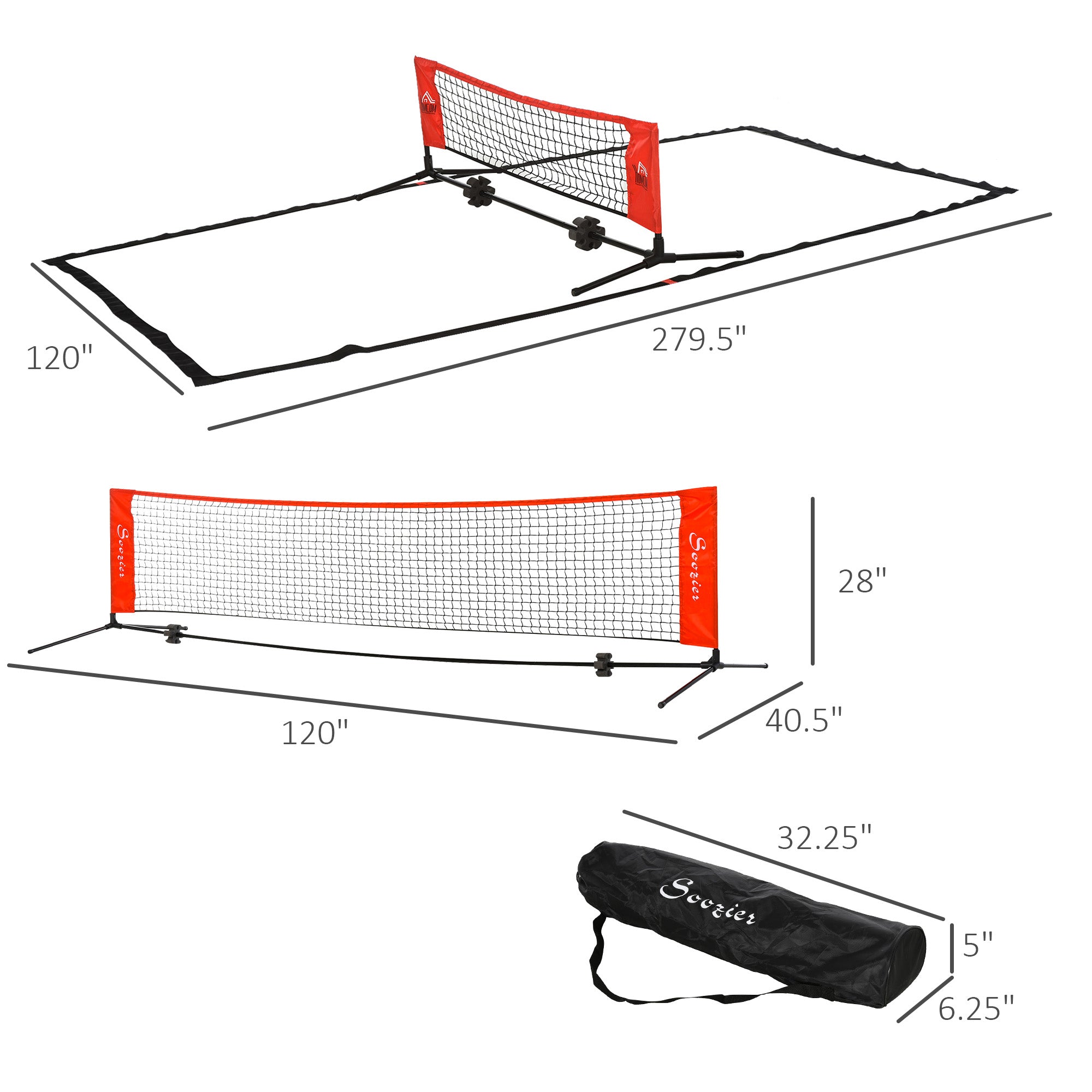 10ft Portable Multi-Sport Net | Soccer Tennis, Pickleball & Badminton