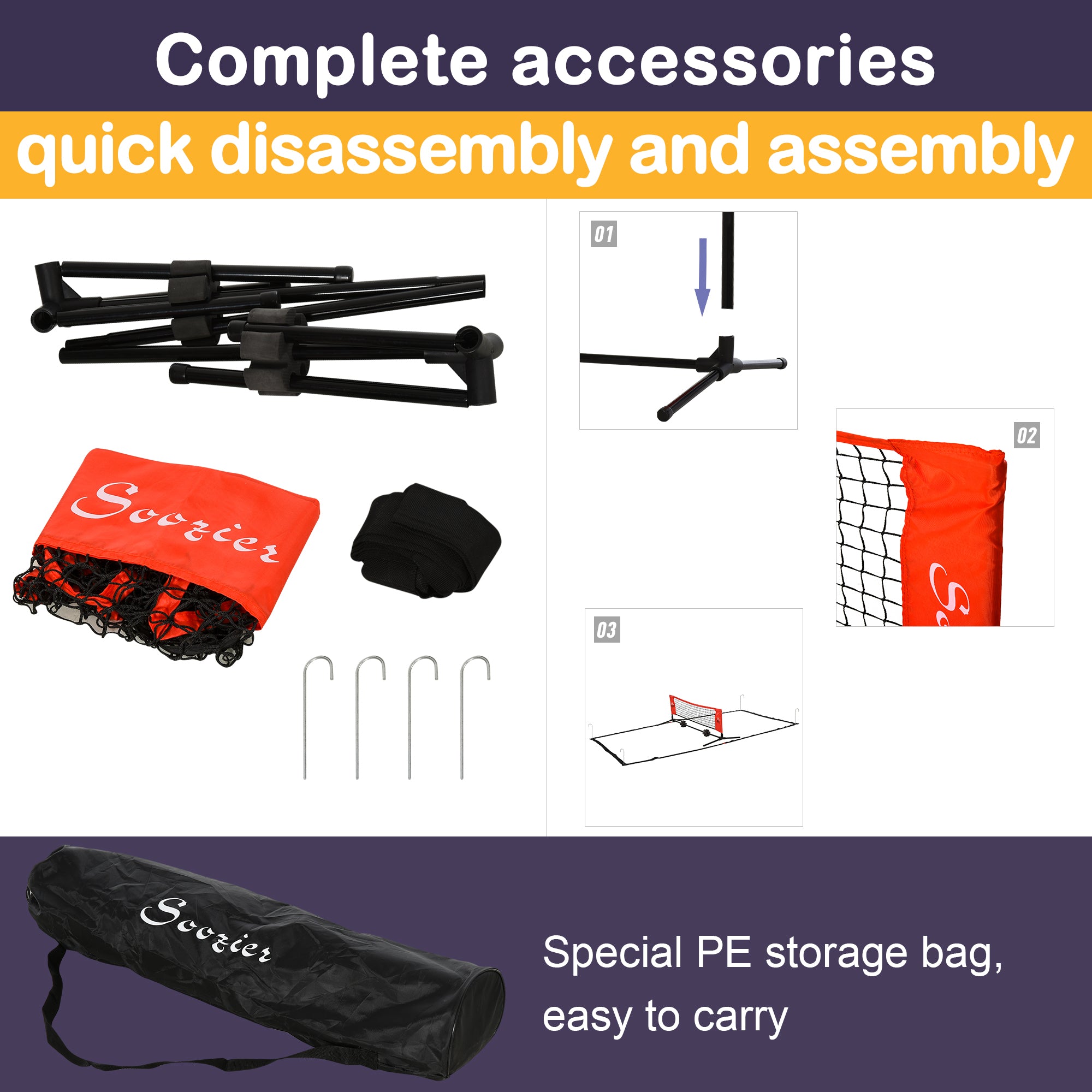 10ft Portable Multi-Sport Net | Soccer Tennis, Pickleball & Badminton